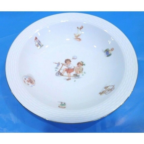 Johann Haviland Child Dishes Bowl Plate Children Playing Gold Trim Bavaria - Picture 3 of 4